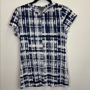 Vince Navy and White Patterned T-Shirt Top/ Size small